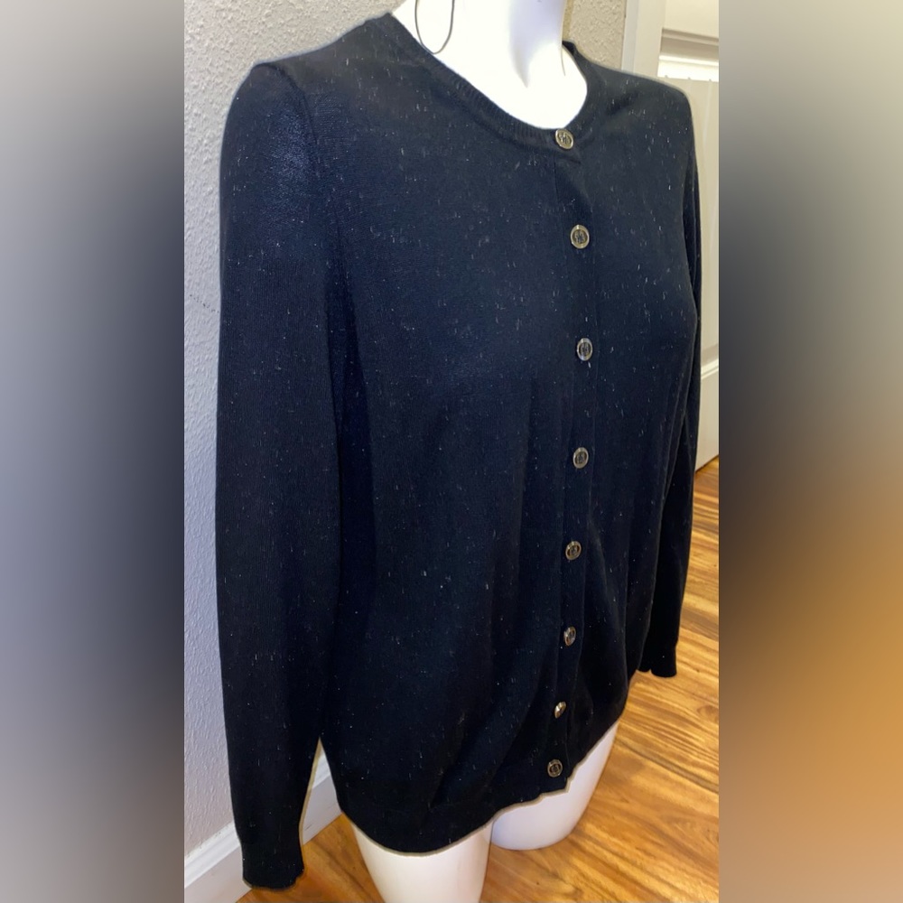 Original Nicole Miller Black Sparkle Button Up Sweater